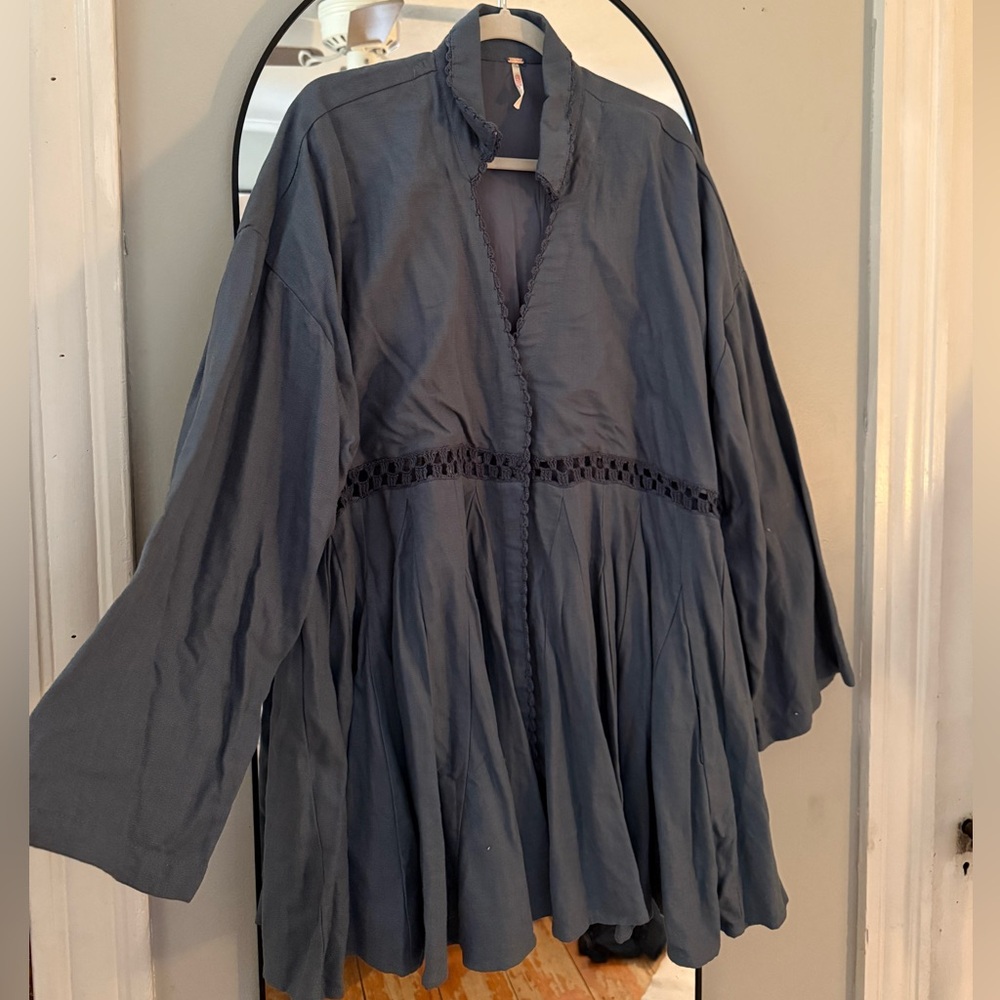 Free People Slate Blue Peasant Tunic Dress - Picture 1 of 4